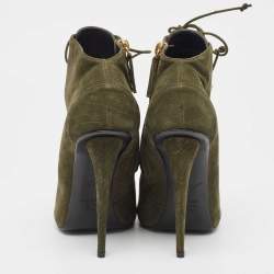 Giuseppe Zanotti Green Nubuck Ankle Boots Size 37.5