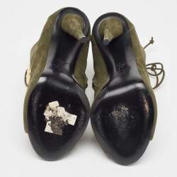 Giuseppe Zanotti Green Nubuck Ankle Boots Size 37.5