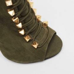 Giuseppe Zanotti Green Nubuck Ankle Boots Size 37.5