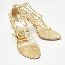 مملوكة مسبقًا Giuseppe Zanotti Gold Leather Strappy Open Toe Sandals Size 38.5