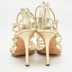 مملوكة مسبقًا Giuseppe Zanotti Gold Leather Strappy Open Toe Sandals Size 38.5