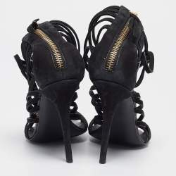 Giuseppe Zanotti Black Nubuck Strappy Mortisia  Sandals Size 37