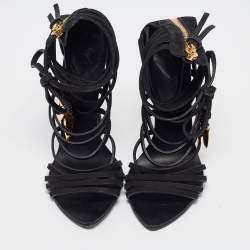 Giuseppe Zanotti Black Nubuck Strappy Mortisia  Sandals Size 37