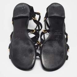 مملوكة مسبقًا Giuseppe Zanotti Black Suede Strappy Flat Sandals Size 38