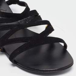 مملوكة مسبقًا Giuseppe Zanotti Black Suede Strappy Flat Sandals Size 38
