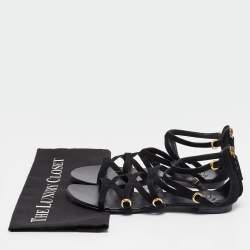 مملوكة مسبقًا Giuseppe Zanotti Black Suede Strappy Flat Sandals Size 38
