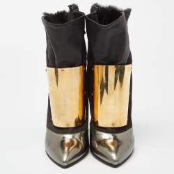 مملوكة مسبقًا Giuseppe Zanotti Multicolor Suede and Leather Pointed Toe Ankle Boots Size 36.5