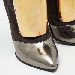 مملوكة مسبقًا Giuseppe Zanotti Multicolor Suede and Leather Pointed Toe Ankle Boots Size 36.5