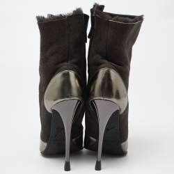 مملوكة مسبقًا Giuseppe Zanotti Multicolor Suede and Leather Pointed Toe Ankle Boots Size 36.5