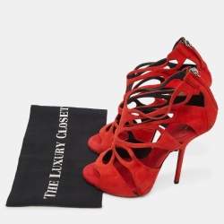 Giuseppe Zanotti Red Suede Butterfly Cutout Sandals Size 41