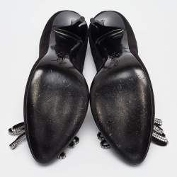 Pre Owned Giuseppe Zanotti Black Suede Crystal Embellished Bow Pumps Size 39