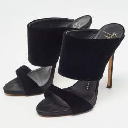 Giuseppe Zanotti Black Velvet Andrea Sandals Size 37.5