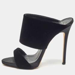 Giuseppe Zanotti Black Velvet Andrea Sandals Size 37.5