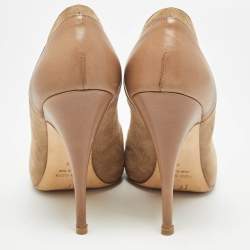 Giuseppe Zanotti Beige/Brown Leather and Suede Peep Toe Pumps Size 39