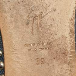 Pre Owned Giuseppe Zanotti Blue Denim Embellished Ballet Flats Size 39