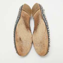 Pre Owned Giuseppe Zanotti Blue Denim Embellished Ballet Flats Size 39