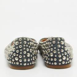 Pre Owned Giuseppe Zanotti Blue Denim Embellished Ballet Flats Size 39