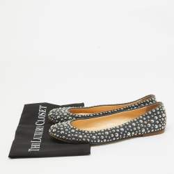 Pre Owned Giuseppe Zanotti Blue Denim Embellished Ballet Flats Size 39