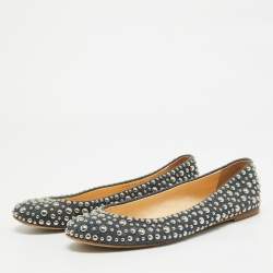 Pre Owned Giuseppe Zanotti Blue Denim Embellished Ballet Flats Size 39