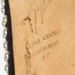 Pre Owned Giuseppe Zanotti Black Suede Studded Peep Toe Platform Pumps Size 37