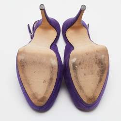 Giuseppe Zanotti Purple Suede Peep Toe Slingback Pumps Size 40