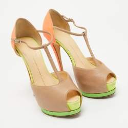 Giuseppe Zanotti Multicolor Leather and Glitter Ankle Strap  Sandals Size 36