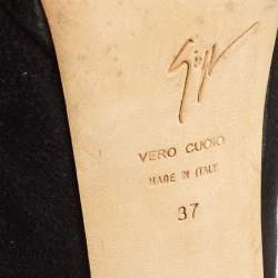 Pre Owned Giuseppe Zanotti Black Suede Crystal Embellished Peep Toe Pumps Size 37