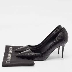 مملوكة مسبقًا Giuseppe Zanotti Black Ostrich Leather Pumps Size 40