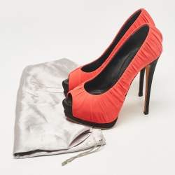 Giuseppe Zanotti Red Lace Peep Toe Platform Pumps Size 35