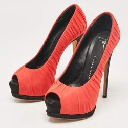 Giuseppe Zanotti Red Lace Peep Toe Platform Pumps Size 35