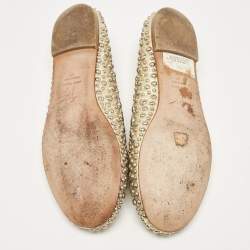 Giuseppe Zanotti Gold Leather Embellished Ballet Flats Size 37