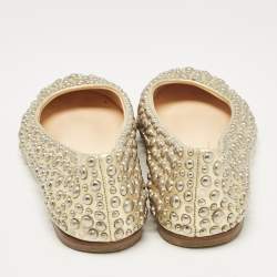 Giuseppe Zanotti Gold Leather Embellished Ballet Flats Size 37