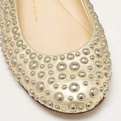 Giuseppe Zanotti Gold Leather Embellished Ballet Flats Size 37