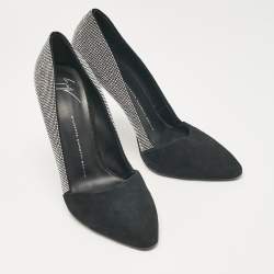 مملوكة مسبقًا Giuseppe Zanotti Black Suede Embellished Pointed Toe Pumps Size 40