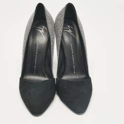 مملوكة مسبقًا Giuseppe Zanotti Black Suede Embellished Pointed Toe Pumps Size 40