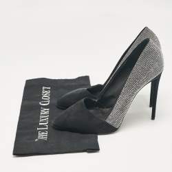 مملوكة مسبقًا Giuseppe Zanotti Black Suede Embellished Pointed Toe Pumps Size 40