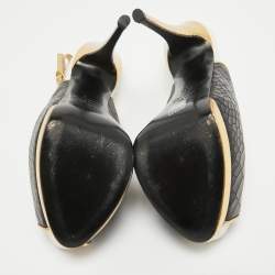 Pre Owned Giuseppe Zanotti Black Croc Embossed Peep Toe Pumps Size 38