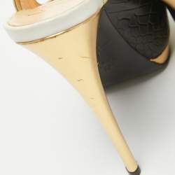 Pre Owned Giuseppe Zanotti Black Croc Embossed Peep Toe Pumps Size 38