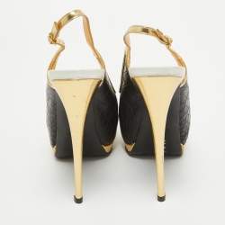 Pre Owned Giuseppe Zanotti Black Croc Embossed Peep Toe Pumps Size 38