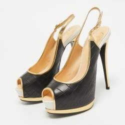 Pre Owned Giuseppe Zanotti Black Croc Embossed Peep Toe Pumps Size 38