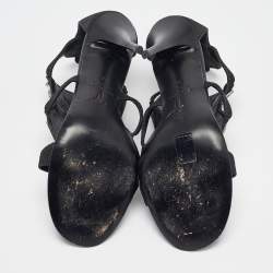 Giuseppe Zanotti Black Canvas Mirror Embellished Sandals Size 38