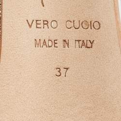 Pre Owned Giuseppe Zanotti Gold Leather Ankle Strap Sandals Size 37