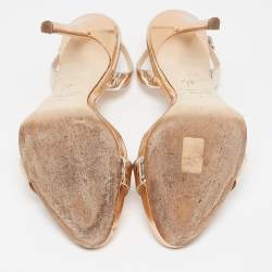 Pre Owned Giuseppe Zanotti Gold Leather Ankle Strap Sandals Size 37