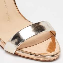 Pre Owned Giuseppe Zanotti Gold Leather Ankle Strap Sandals Size 37