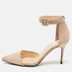 Giuseppe Zanotti Beige Suede and PVC Ankle Strap Pumps Size 36.5