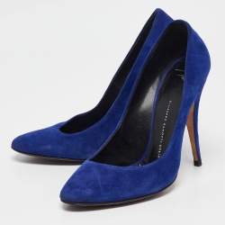 Giuseppe Zanotti Blue Suede Round Toe Pumps Size 40