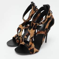 Giuseppe Zanotti Multicolor Calf Hair Strappy Sandals Size 37