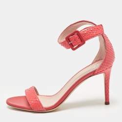 Giuseppe Zanotti Peach Pink Embossed Snakeskin Neyla Sandals Size 36