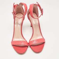 Giuseppe Zanotti Peach Pink Embossed Snakeskin Neyla Sandals Size 36