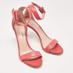 Giuseppe Zanotti Peach Pink Embossed Snakeskin Neyla Sandals Size 36